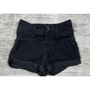 Blue Savvy Shorts‎ Womens Juniors 5/27 Black Denim High Waist Cuffed